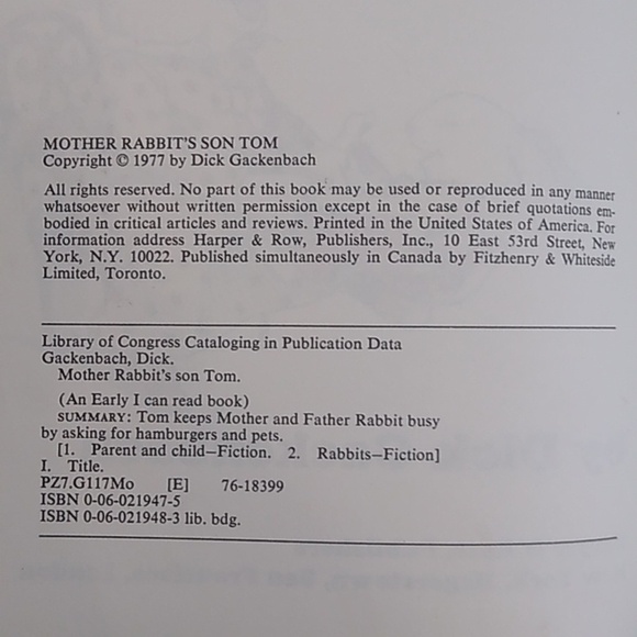 Mother Rabbit's Son Tom Dick Gackenbach I Can Read Children's Picture Book - Picture 6 of 8